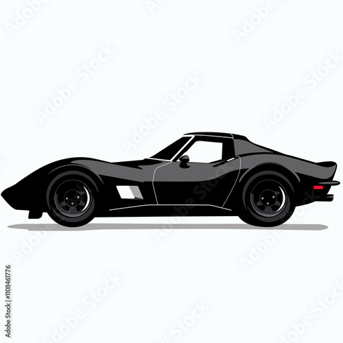 Classic black sports car showcases sleek design and powerful stance