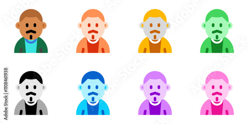 Editable man with buzz haircut and mustache avatar vector icon. User, profile, identity, persona. Part of a big icon set family. Perfect for web and app interfaces, presentations, infographics, etc