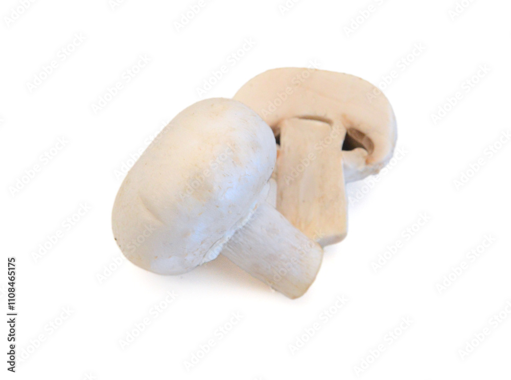 A sections of mushroom in bowl on white A sections of mushroom in bowl on white