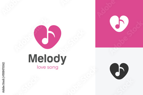 Romantic melody and love song logo icon design graphic symbol for favorite song vector logo template