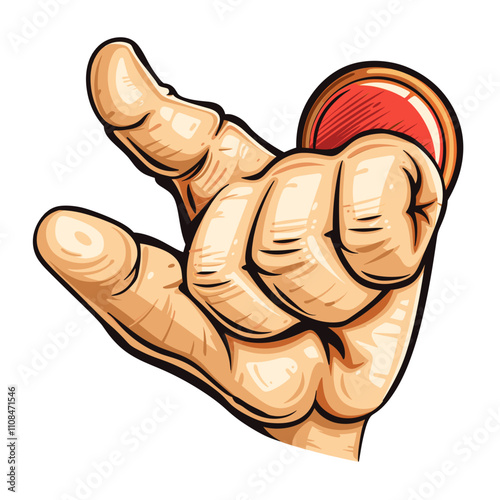 Hand gesture showing a casual sign with a red object, symbolizing fun and connection