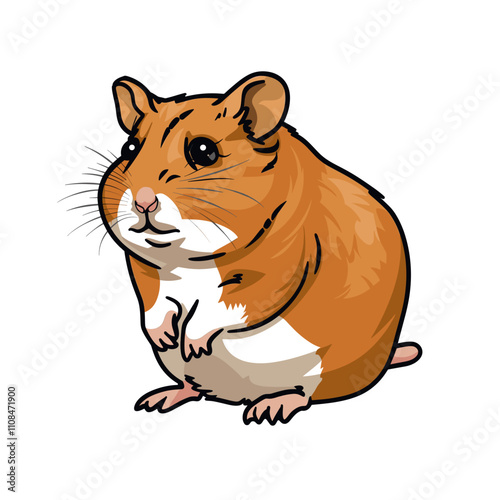 Cute brown hamster sitting and looking curiously with shiny eyes