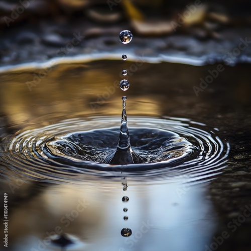 A drop of water falling into a puddle, creating a ripple effect, symbolizes the significant impact of individual actions on fostering positive change. photo