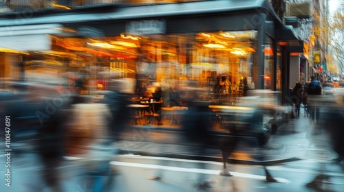 Wallpaper Mural Blurred Cityscape with People Walking Past a Shop Window Torontodigital.ca