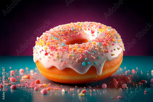 Donut. Glazed donut with sprinkles.