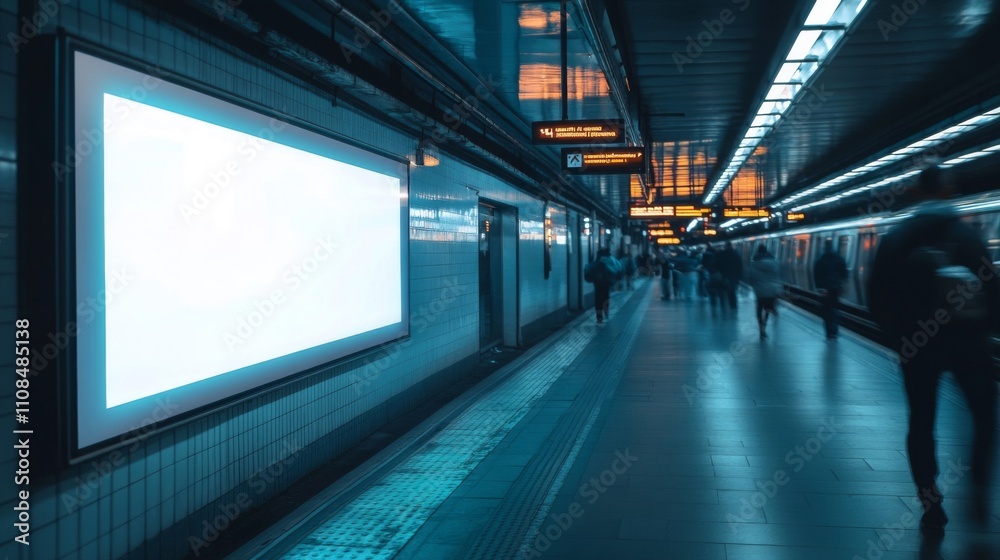 Fototapeta premium Blank Advertisement Display in a Subway Station