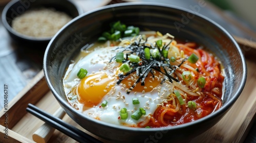 Contemporary minimalism captured in a bowl of bibim guksu photo