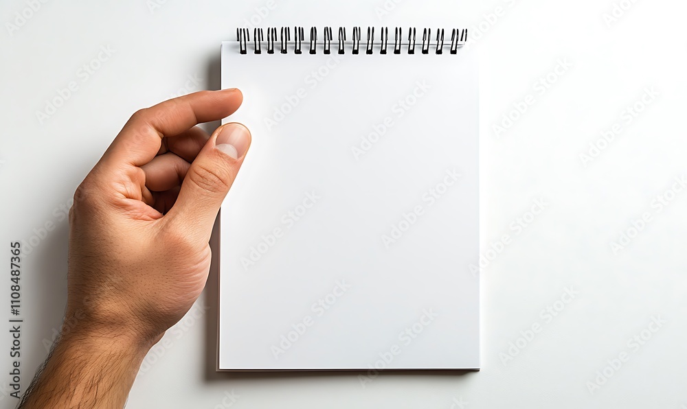 Obraz premium A hand holding a blank notepad, ready for notes or sketches.