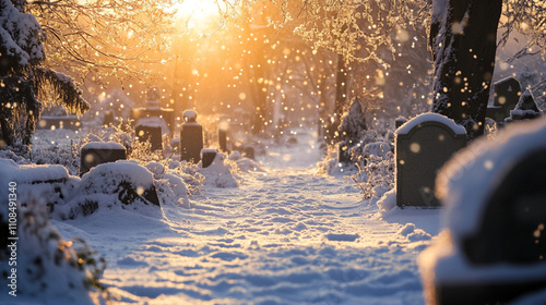 snow graveyard, winter season, afterlife, shristmas season photo