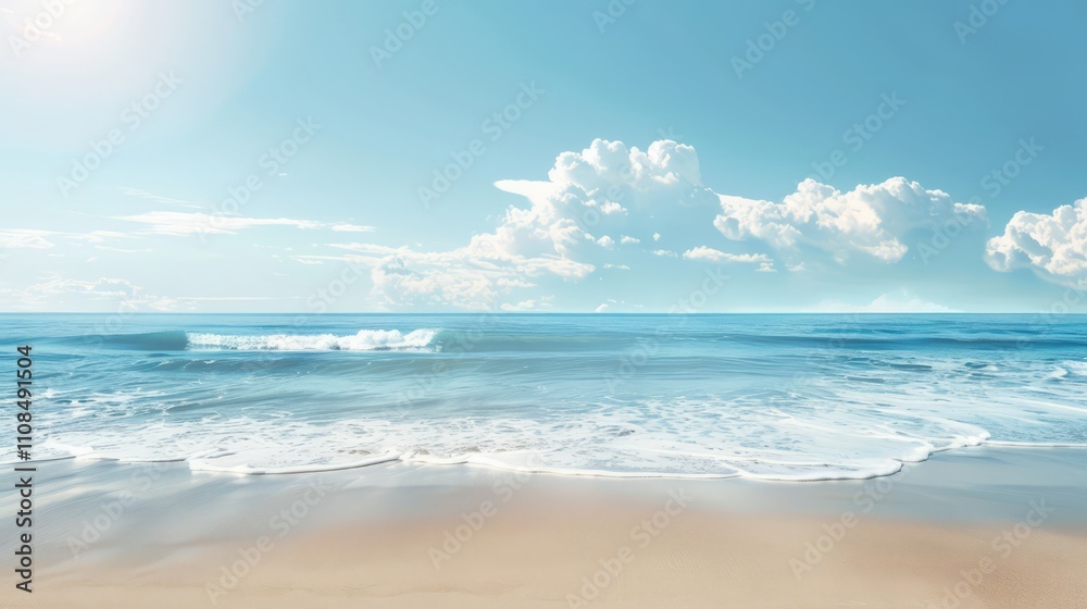 Fototapeta premium Minimalist beach landscape with empty area for your personalized message
