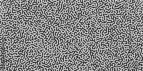 Organic seamless patterns with rounded lines Diffusion reaction background. Monochrome background of natural organic forms motion. Overlay template abstract Turing organic wallpaper background.