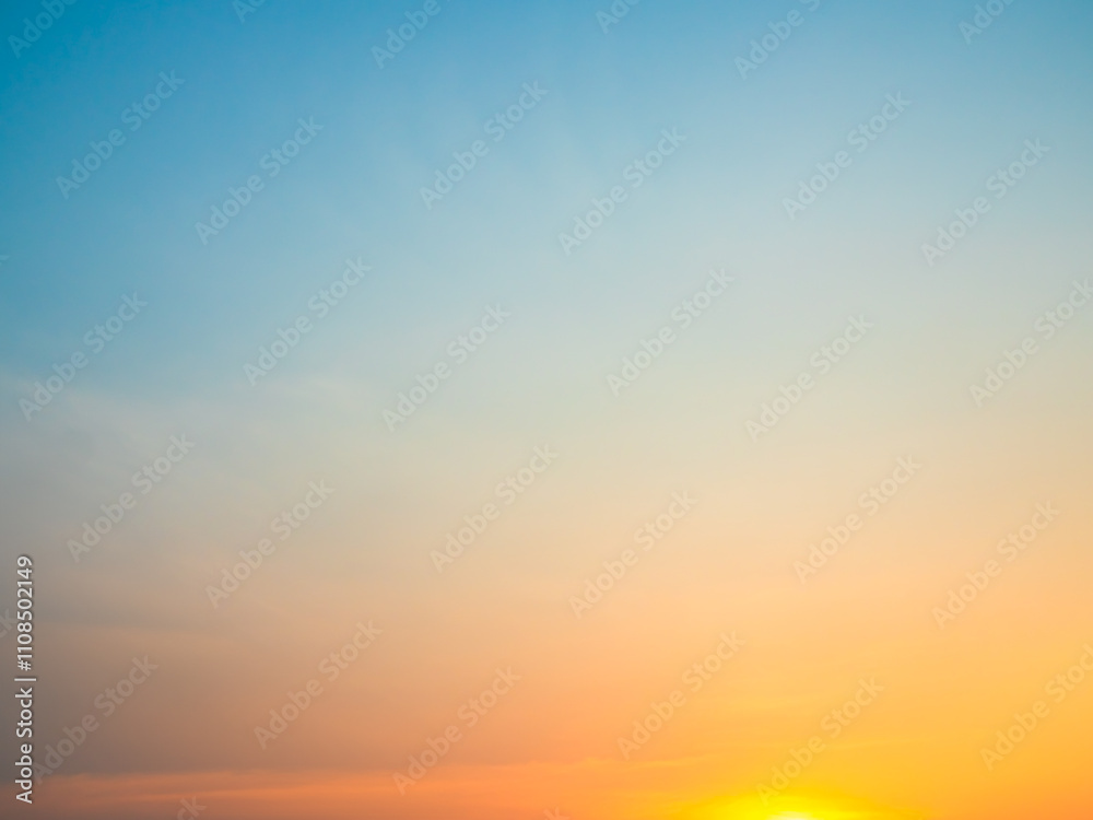 Fototapeta premium Sky sunset evening background sunrise dusk cloud dramatic orange twilight red warm sunny dawn sunshine romantic calm nature, cloudscape summer autumn spring scene, environment ecosystem energy.