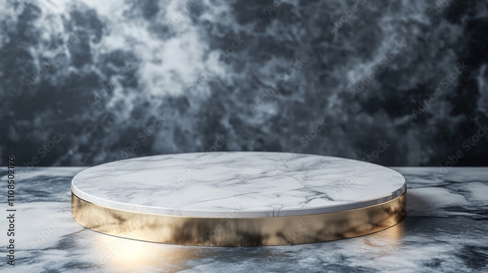 Fototapeta premium Marble and Gold Platform on Marble Background