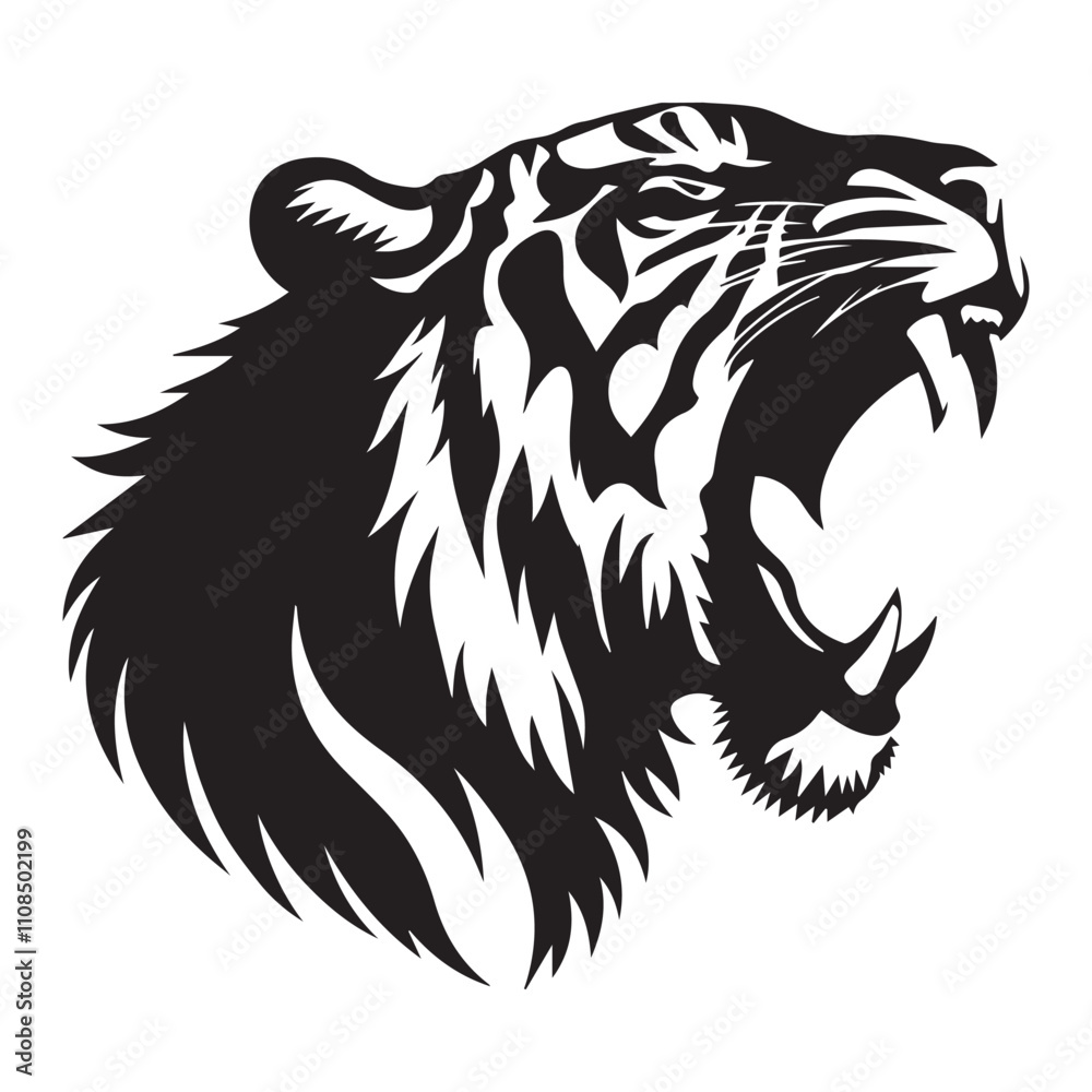 custom made wallpaper toronto digitalTiger Roaring tiger logo. Tiger growling grinning vector illustration on a white background. Beautiful breathtaking tiger