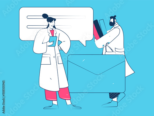 Medical characters fighting the epidemic flat vector concept operation hand drawn illustration
