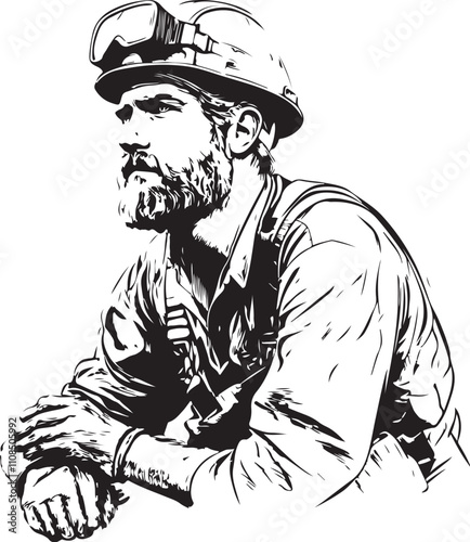 sketch of a male miner