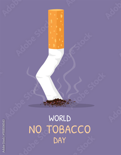 World no tobacco day poster with cigarette butt and ashes
