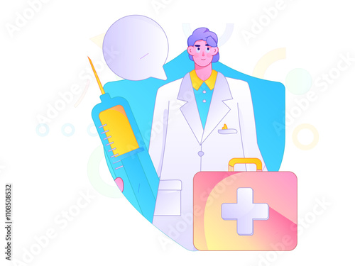 Medical characters fighting the epidemic flat vector concept operation hand drawn illustration
