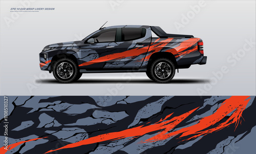 Sporty double cabin truck wrap car wrap livery design foe universal medium van vector eps10 ready print printable file