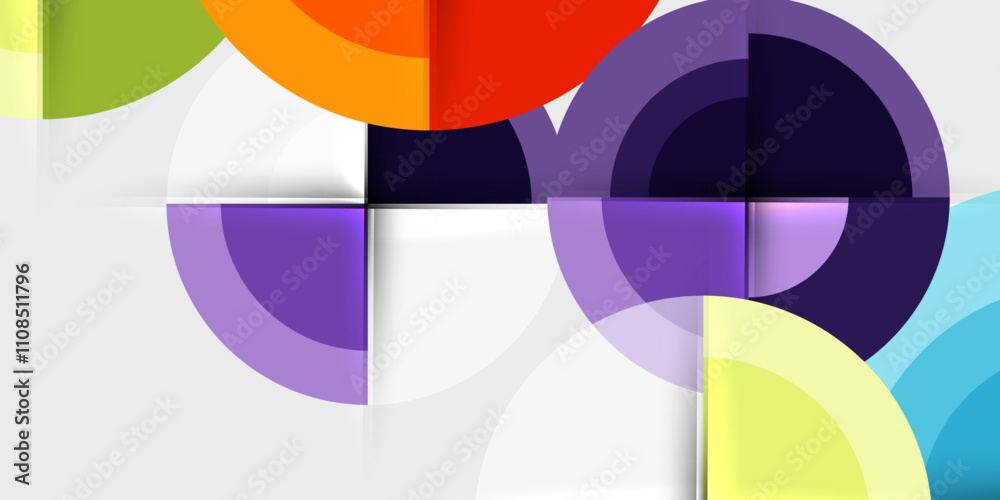 Obraz premium Techno circles and semi circles. Vector Illustration For Wallpaper, Banner, Background, Card, Book Illustration, landing page