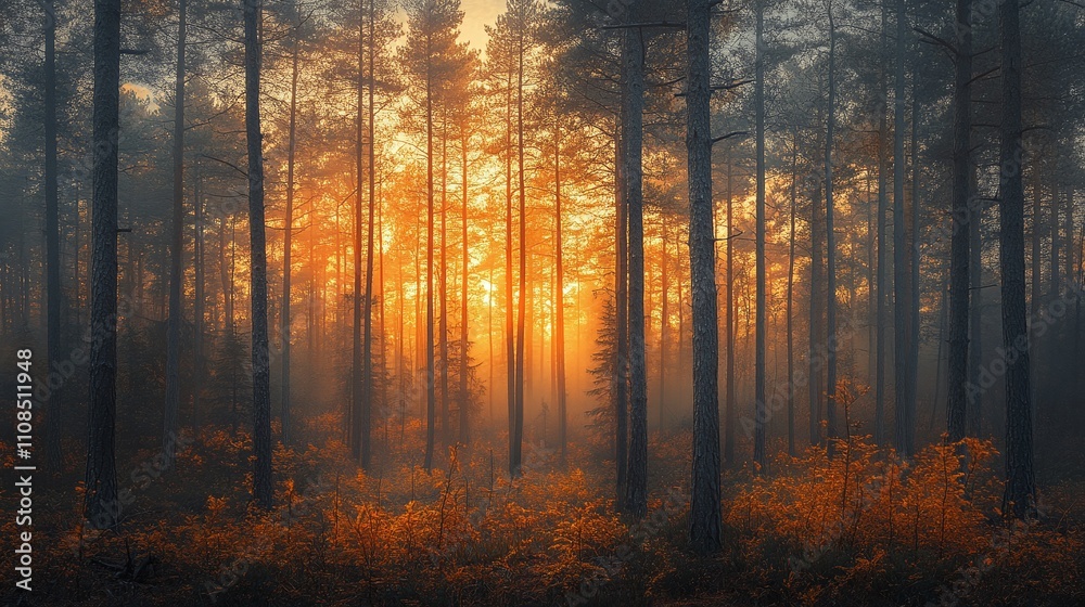 Obraz premium Wildfire in forest background 