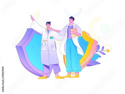 Medical characters fighting the epidemic flat vector concept operation hand drawn illustration
