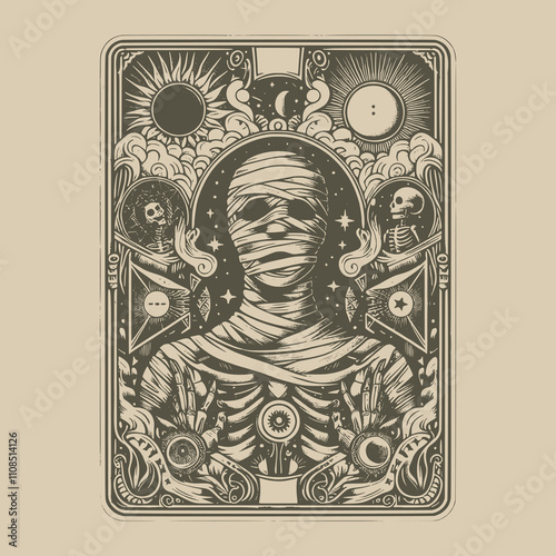 mummy ouija playing card tattoo for collectors