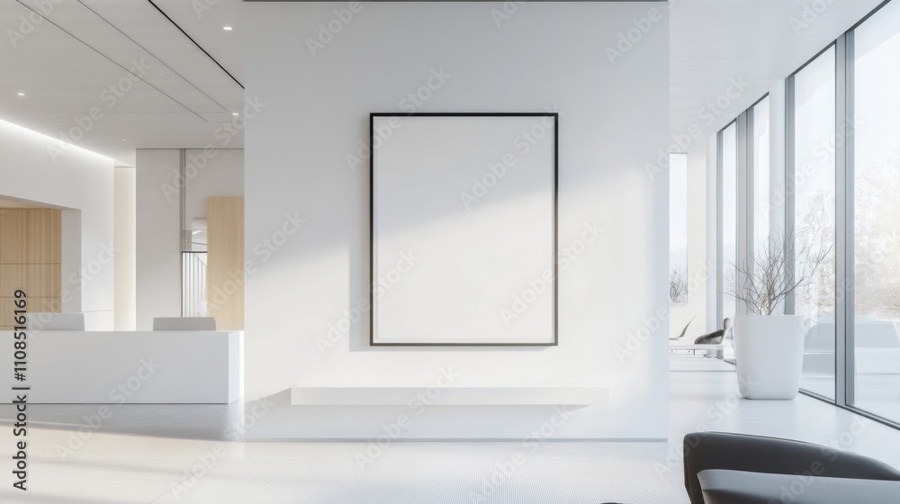 Fototapeta premium Minimalist Interior Design with a Blank Canvas in a Black Frame