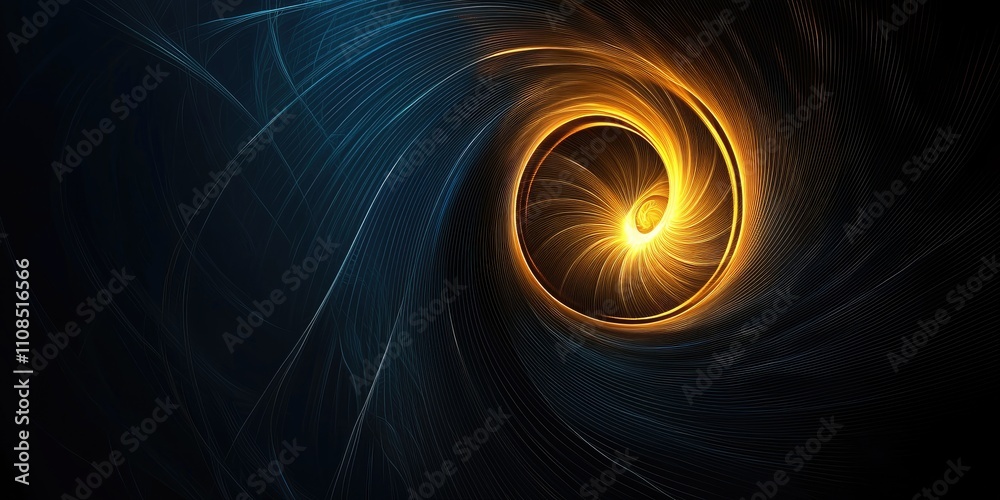 Naklejka premium A modern abstract spiral with a glowing gradient, twisting in 3D space, isolated on a black background, representing motion and futuristic energy.