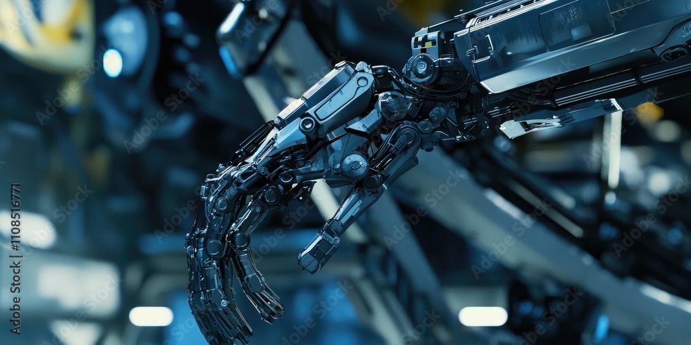A close-up of a modern assembly line robot performing precise tasks, symbolizing the advancements in robotics and automation within industrial processes. A close-up of a modern assembly line robot performing precise tasks, symbolizing the advancements in robotics and automation within industrial processes.