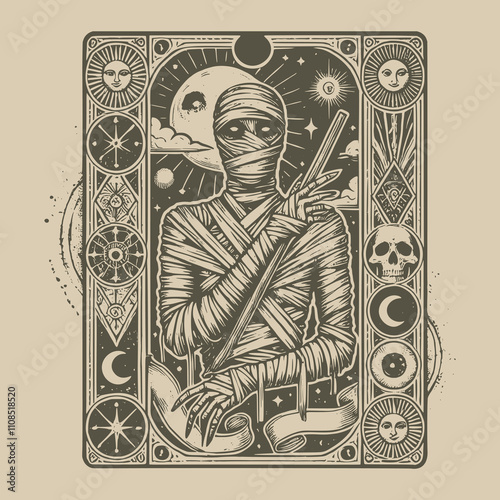 mummy ouija tarot playing card tattoo