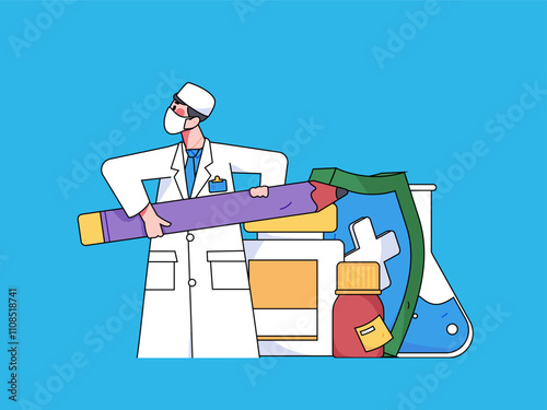 Medical characters fighting the epidemic flat vector concept operation hand drawn illustration
