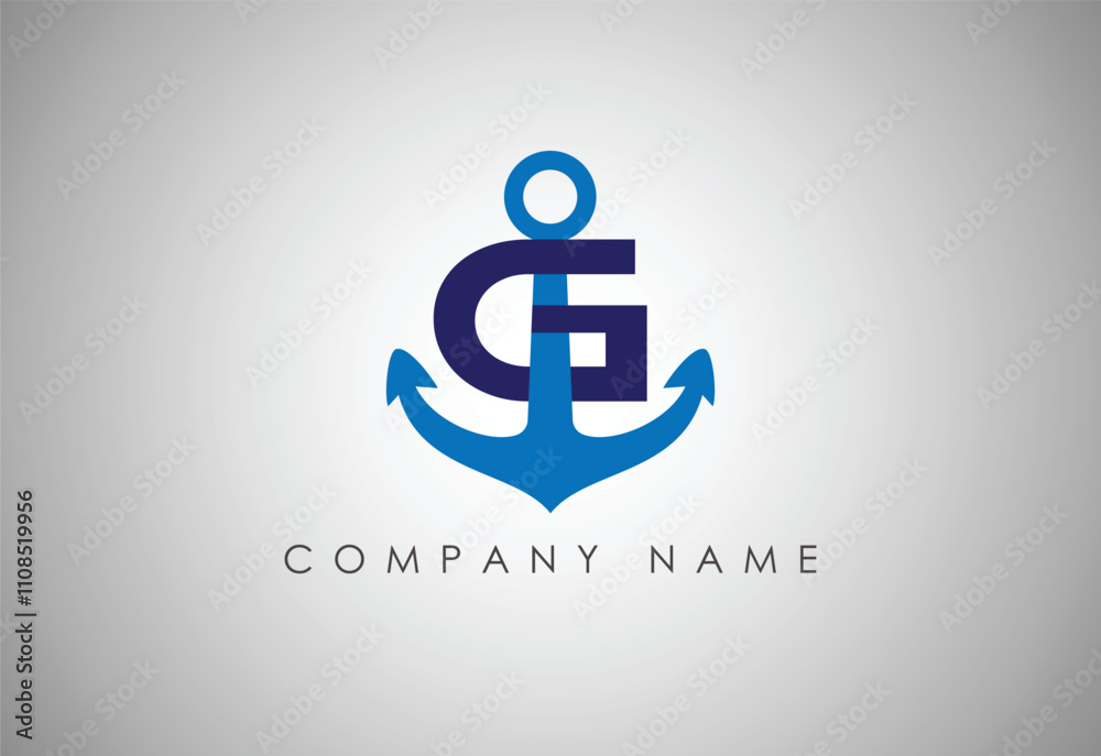 Obraz premium Alphabet G Anchore logo Creative letters unique monogram logo. Connected Real Estate logo icon Design Vector
