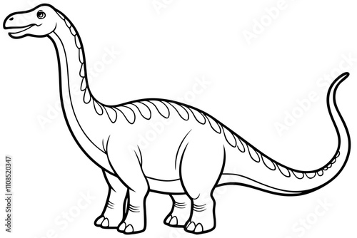 Diplodocus line art icon, Dinosaur, Cretaceous, line art vector illustration