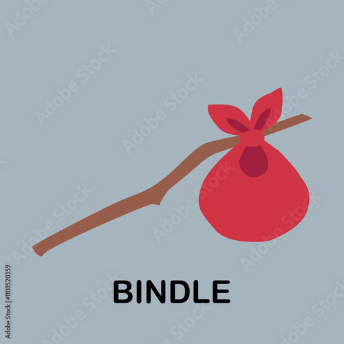 Bindle Stick Runaway or Hobo Mascot Cartoon Symbol Vector illustration isolated light blue background