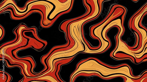 Colorful Seamless Wave Pattern Illustration for Retro Wallpaper Design and Textile Decor