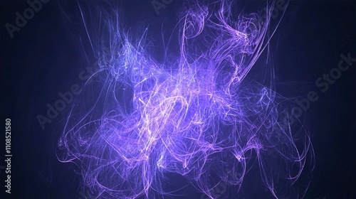 Dynamic Fractal Lightning Art Illustration in Blue and Black Space