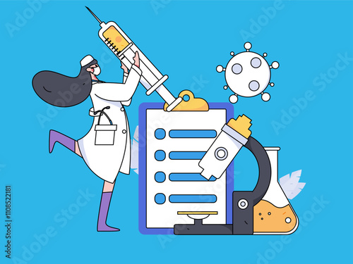 Medical characters fighting the epidemic flat vector concept operation hand drawn illustration
