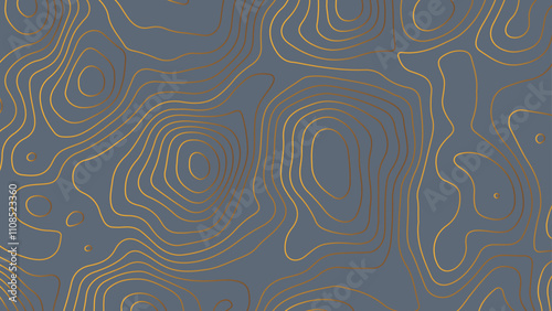 Abstract outline topographic contour map background. Blue and gold paper cut. Abstract topographic map gray topographic line contour map background.	