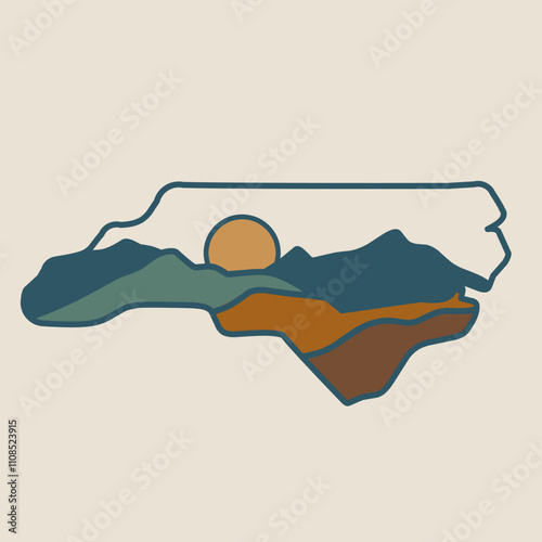 North Carolina Mountain Simple Design Perfect for Print, Apparel, etc
