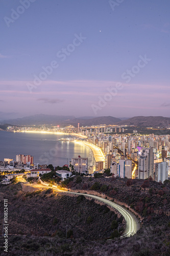 Obraz na płótnie Sunrise on a clear day over Benidorm in Spain from the Mirador de la Cruz w salonie