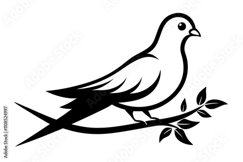 Dove Bird on Branch Artwork.