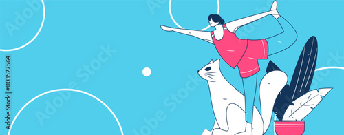 Practicing yoga, physical and mental health, flat vector character concept, operation hand drawn illustration
