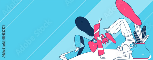 Practicing yoga, physical and mental health, flat vector character concept, operation hand drawn illustration
