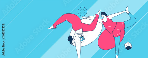 Practicing yoga, physical and mental health, flat vector character concept, operation hand drawn illustration
