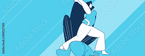 Practicing yoga, physical and mental health, flat vector character concept, operation hand drawn illustration
