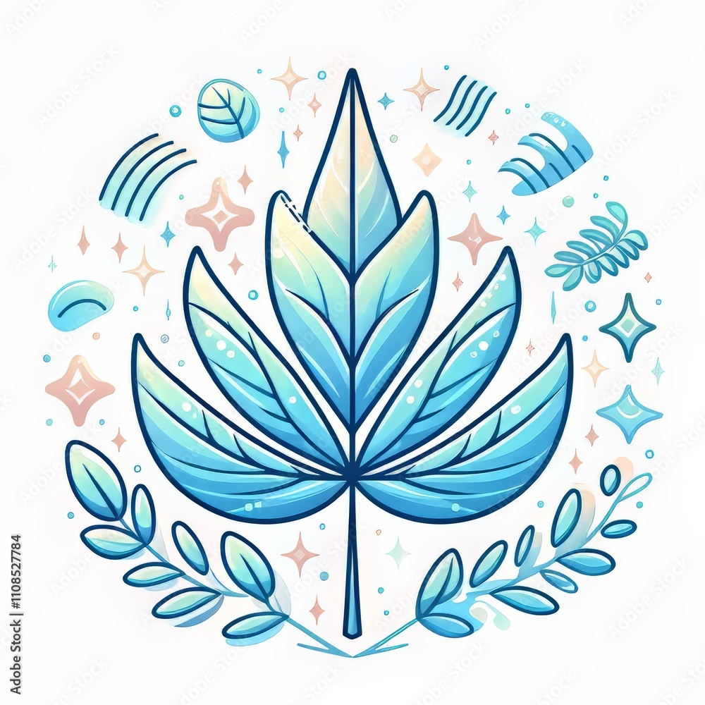 Fototapeta premium millennium vector blue leaves isolated on white background