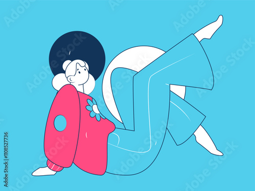 Practicing yoga, physical and mental health, flat vector character concept, operation hand drawn illustration
