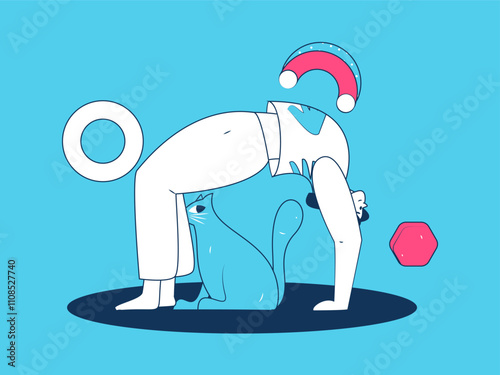 Practicing yoga, physical and mental health, flat vector character concept, operation hand drawn illustration
