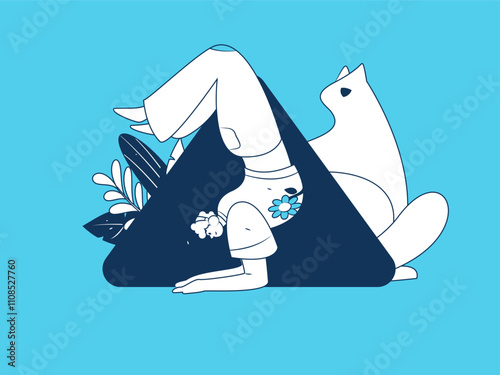 Practicing yoga, physical and mental health, flat vector character concept, operation hand drawn illustration
